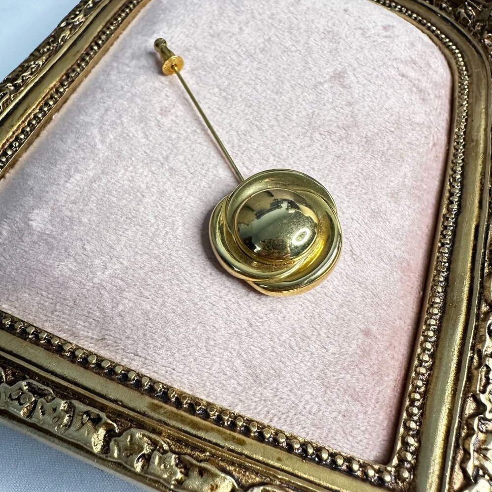 Vintage Signed Monet Gold-Tone Signed Stick Pin Brooch W/ Swirl Design 80s Retro - Picture 6 of 8